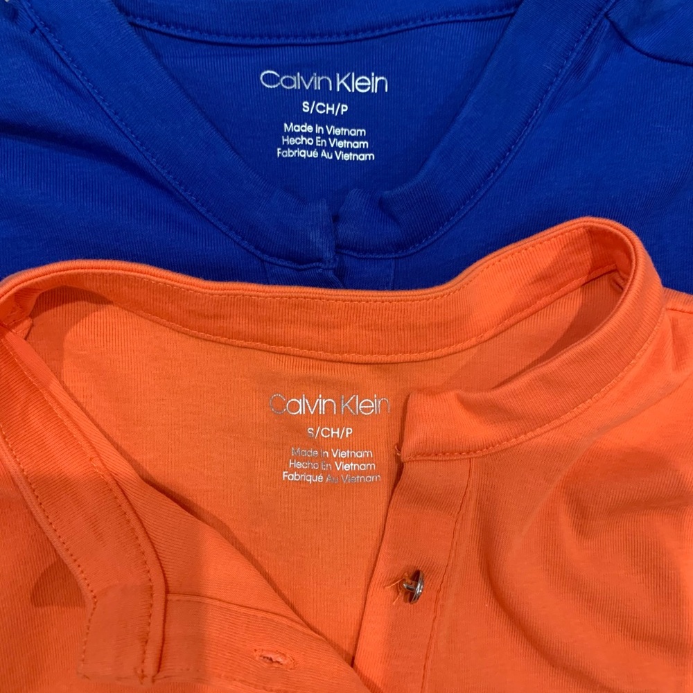 Women’s Calvin Klein Royal Blue & Orange Knit Tops Cap Sleeve Size S - Picture 3 of 6
